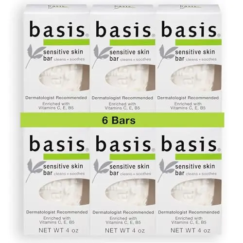 Basis Sensitive Skin Bar Soap, pack of 6 unscented bars