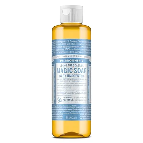 Dr. Bronner's unscented baby liquid castile soap bottle