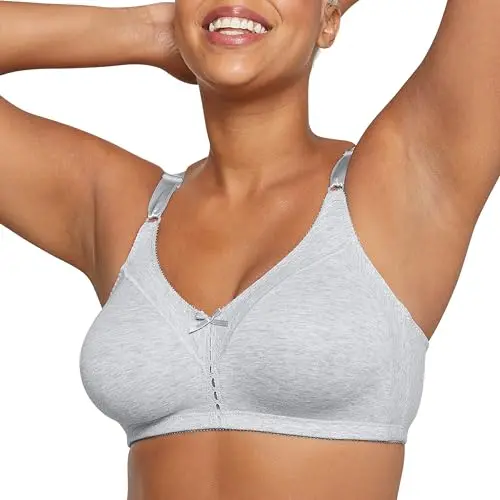 Bali women's wire-free cotton bra in heather grey, showing seamless design