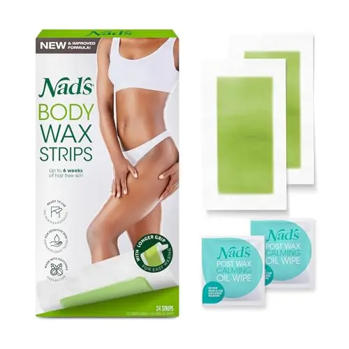 Nad's Body Wax Strips kit with calming oil wipes