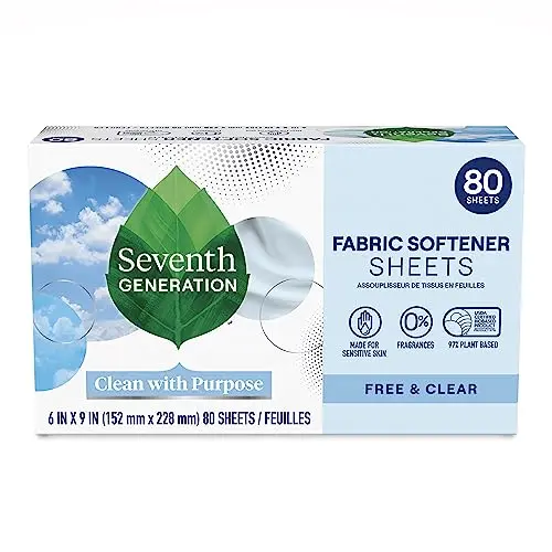Seventh Generation Free and Clear dryer sheets for sensitive skin