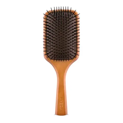 Aveda Wooden Paddle Brush with natural wood square head and handle