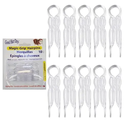 Good Hair Days clear plastic U-shaped magic grip hairpins