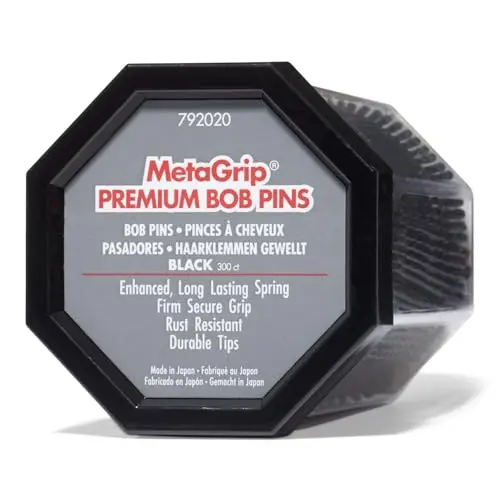 MetaGrip Black Premium Bobby Pins in a container