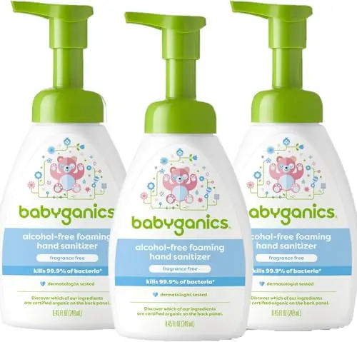 Babyganics Alcohol-Free Foaming Hand Sanitizer 3-pack on a white background