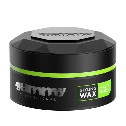 Gummy Professional hair wax in black container with white text