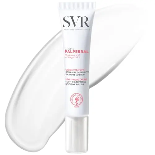 SVR Palpebral Eye Cream in a tube with blue and white design