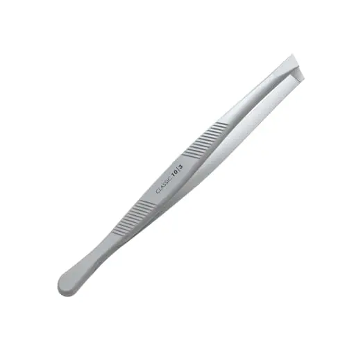 STALEKS Classic 10 Type 3 wide beveled stainless steel eyebrow tweezers.