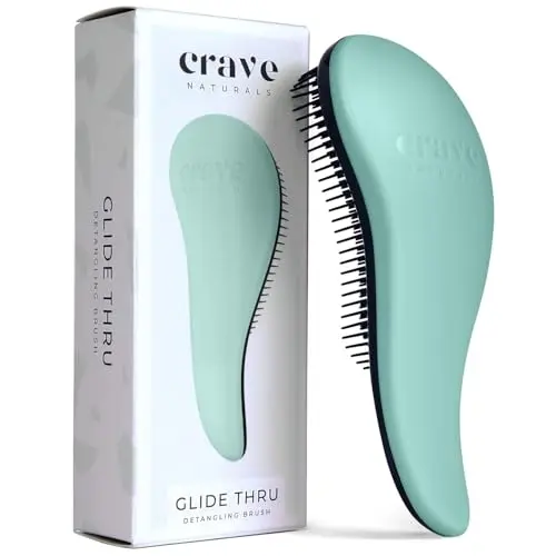 Crave Naturals detangling hair brush in teal for thick curly and straight hair