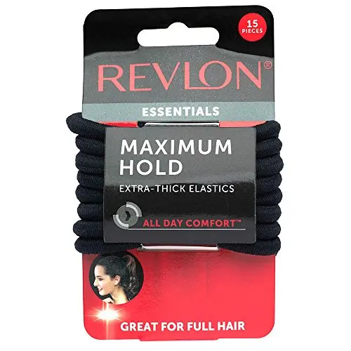 Pack of 15 Revlon Extra Thick Black Hair Elastics