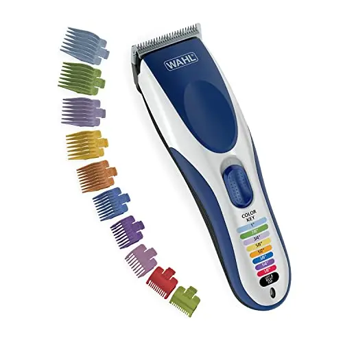 Wahl Color Pro cordless rechargeable hair clipper in white and blue