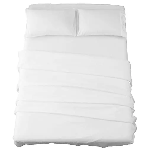 SONORO KATE 1800 Thread Count Microfiber Sheet Set in White, neatly folded.
