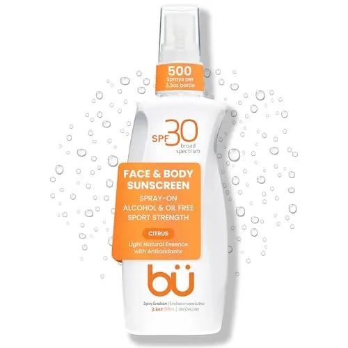 BU SPF 30 Sunscreen Spray Clear WOWmist travel size