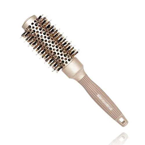 BANGMENG gold round hair brush with boar bristles and ceramic coating