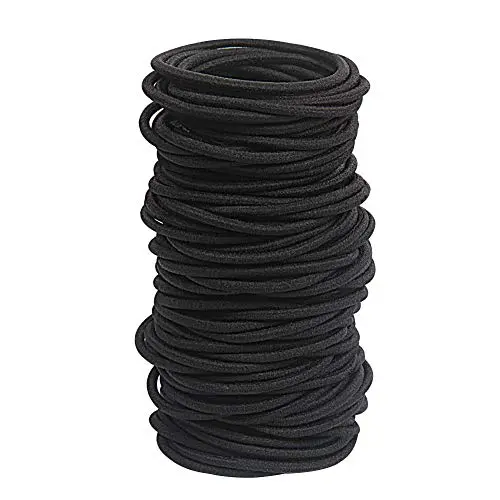 GOSICUKA 120 count black hair elastics stretched to show elasticity