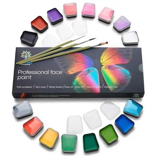 Artiparty Face Paint Kit with 16 colors in a rectangular palette