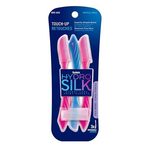 Schick Hydro Silk Touch-Up Dermaplaning Tool with three razors and a precision cover
