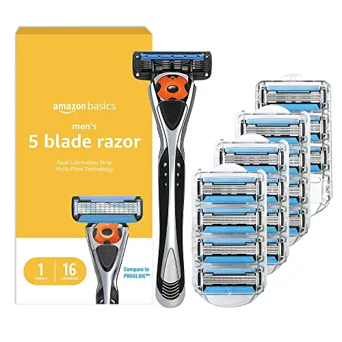 Amazon Basics 5-Blade Razor handle and cartridge pack
