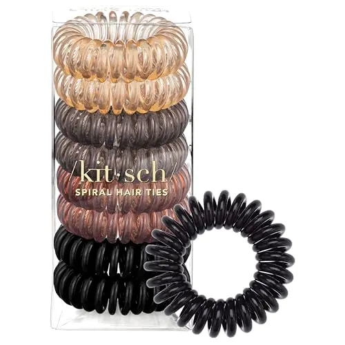 Kitsch Spiral Coil Hair Ties in brunette color