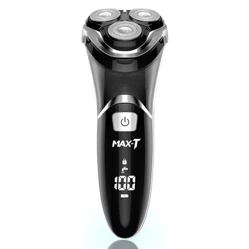 MAX-T cordless rotary shaver with pop-up trimmer and LED indicator