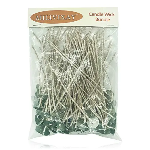 MILIVIXAY 100-piece 8-inch long, thick-gauge candle wicks for soy wax