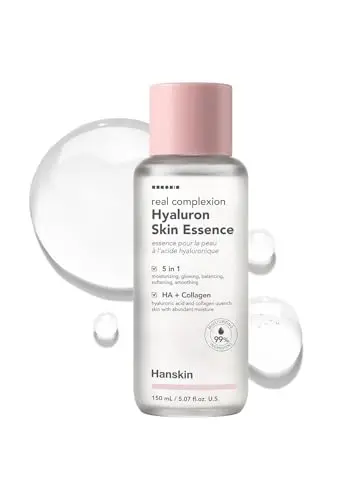 Hanskin Hyaluron Skin Essence Toner bottle with pink liquid