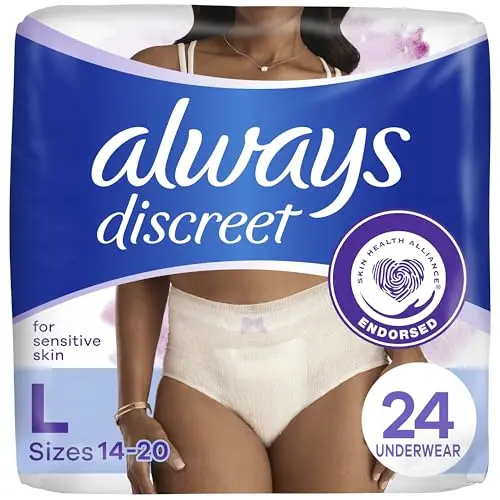Package of Always Discreet for Sensitive Skin Underwear