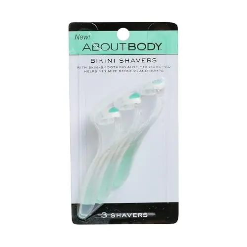 About Body pink disposable bikini razors with aloe strip