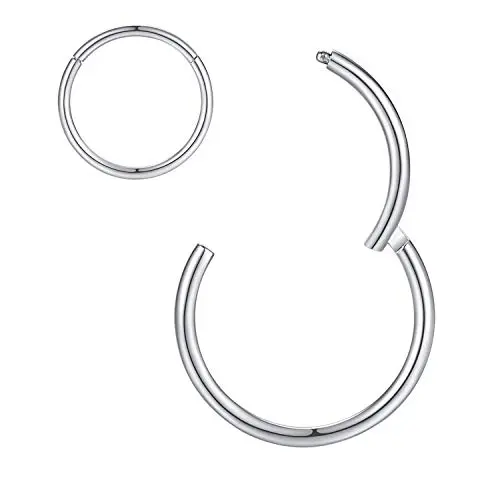 ORANGELOVE Silver 8mm Septum Clicker Hoop Nose Ring