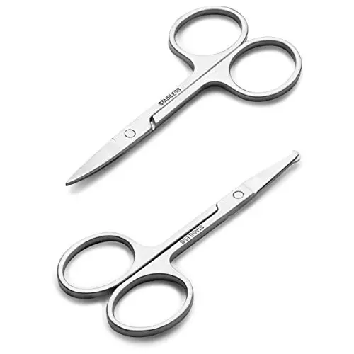 LePinko small silver facial hair trimming scissors set