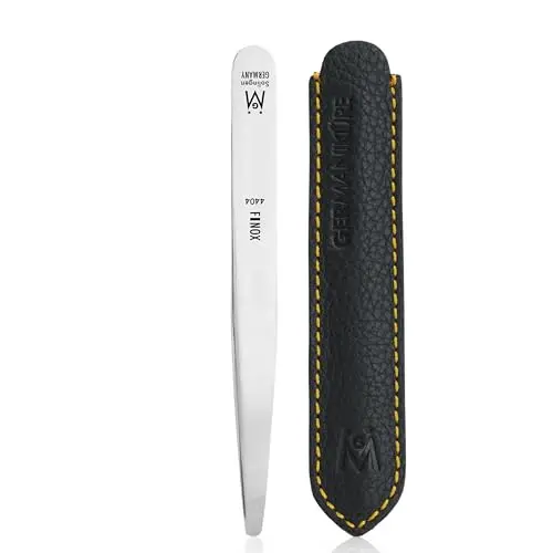 GERMANIKURE diabetic-safe rounded tip tweezers with leather case
