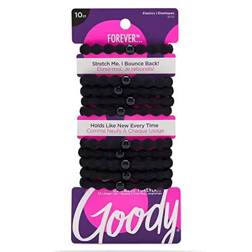 Goody Ouchless Forever Hair Elastics in a black pack of 10