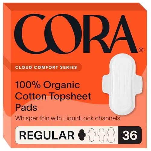 Cora organic cotton topsheet ultra-thin period pads with wings