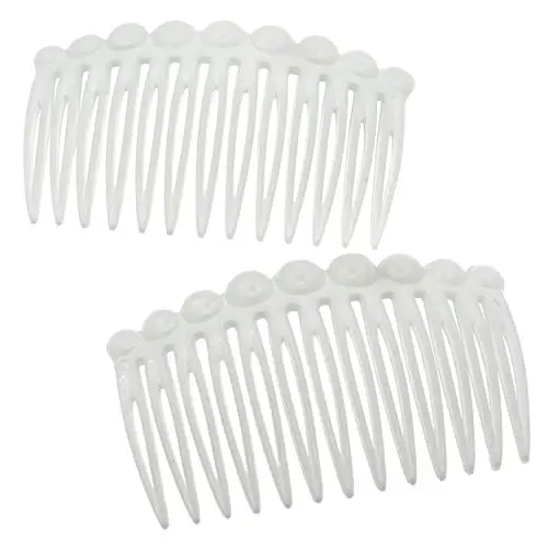 Pair of small 2.75-inch white French twist hair combs