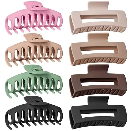 TOCESS 8-pack of assorted color matte jumbo hair claw clips