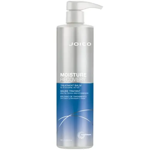 Joico Moisture Recovery Treatment Balm in white jar with blue accents