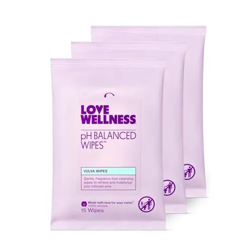 Love Wellness pH Balancing Wipes for women in a 3-pack