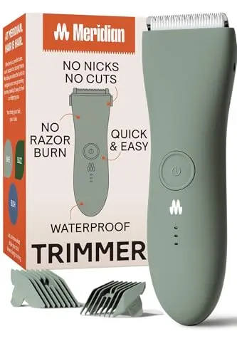 MERIDIAN sage green waterproof electric body and pubic hair trimmer for men and women