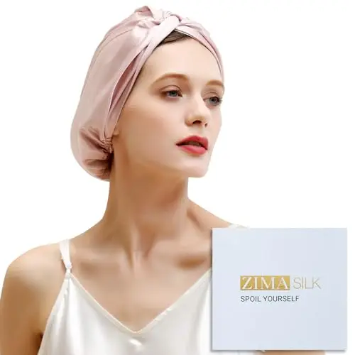 ZIMASILK pink 100% mulberry silk hair wrap for sleeping