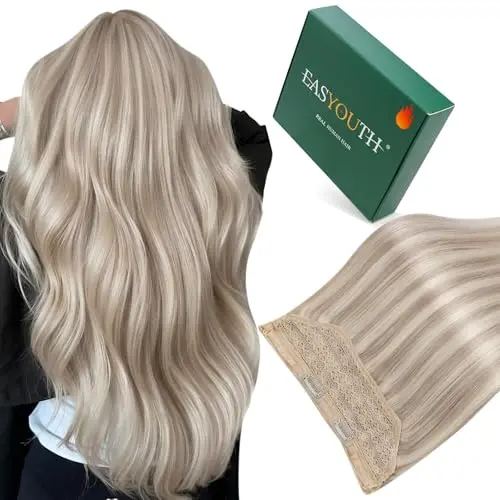 Easyouth wire hair extensions in ash blonde mix light blonde
