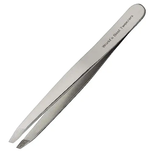Regine Switzerland Diamond Coated Slant Precision Tweezer in stainless steel.