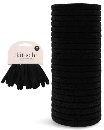 Kitsch Black No Damage Hair Ties on a white surface