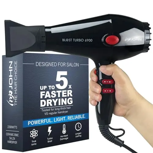 JOHN Super Fast Drying Hair Dryer with two concentrator nozzles