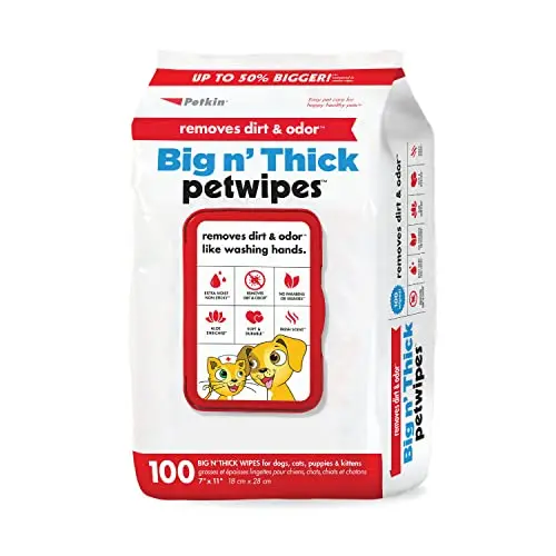 Petkin Big n' Thick pet wipes for dogs and cats