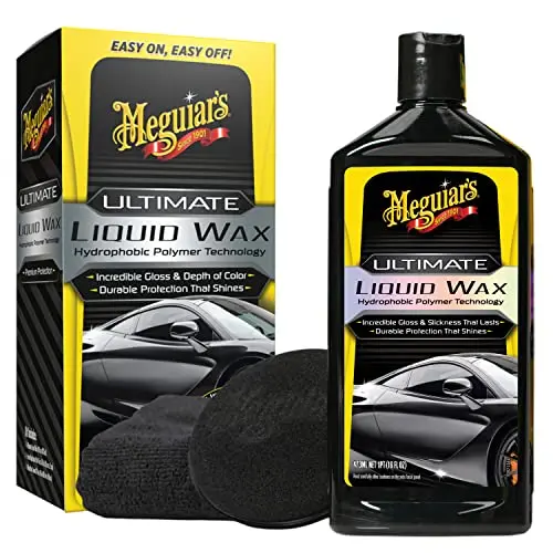Meguiar's Ultimate Liquid Wax bottle with included towel and pad