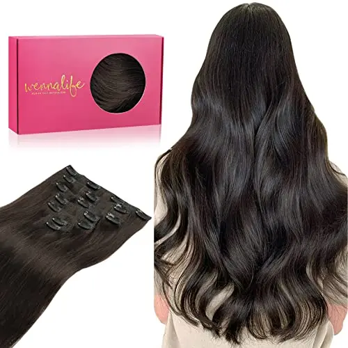 WENNALIFE dark brown clip-in hair extensions for thick hair