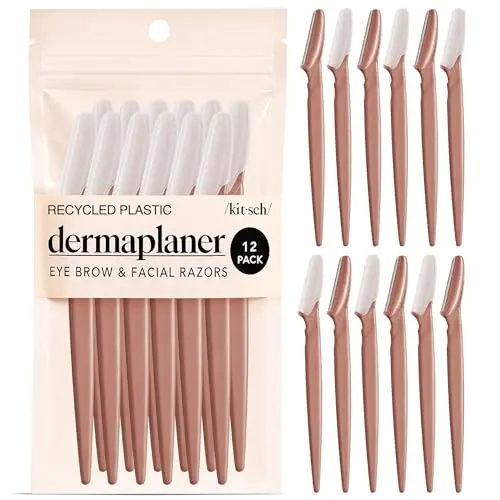 Kitsch Dermaplane Razor pack of twelve razors in terracotta color made from recycled plastic