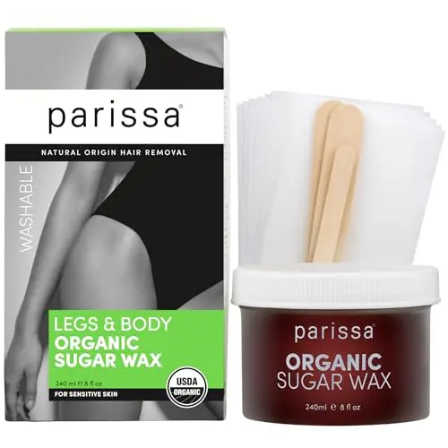 Parissa Organic Sugar Wax kit with jar and reusable cloth strips