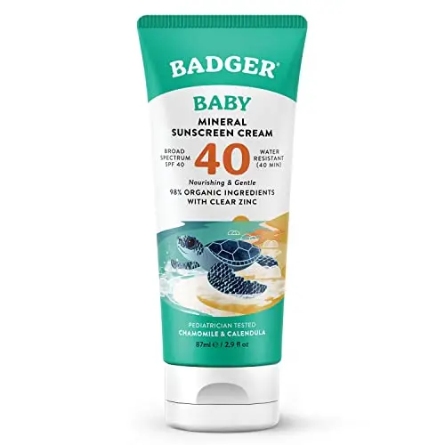 Badger Baby Sunscreen SPF 40 tube with chamomile and calendula