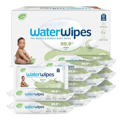 WaterWipes Plastic-Free Textured Clean Baby Wipes showing textured surface
